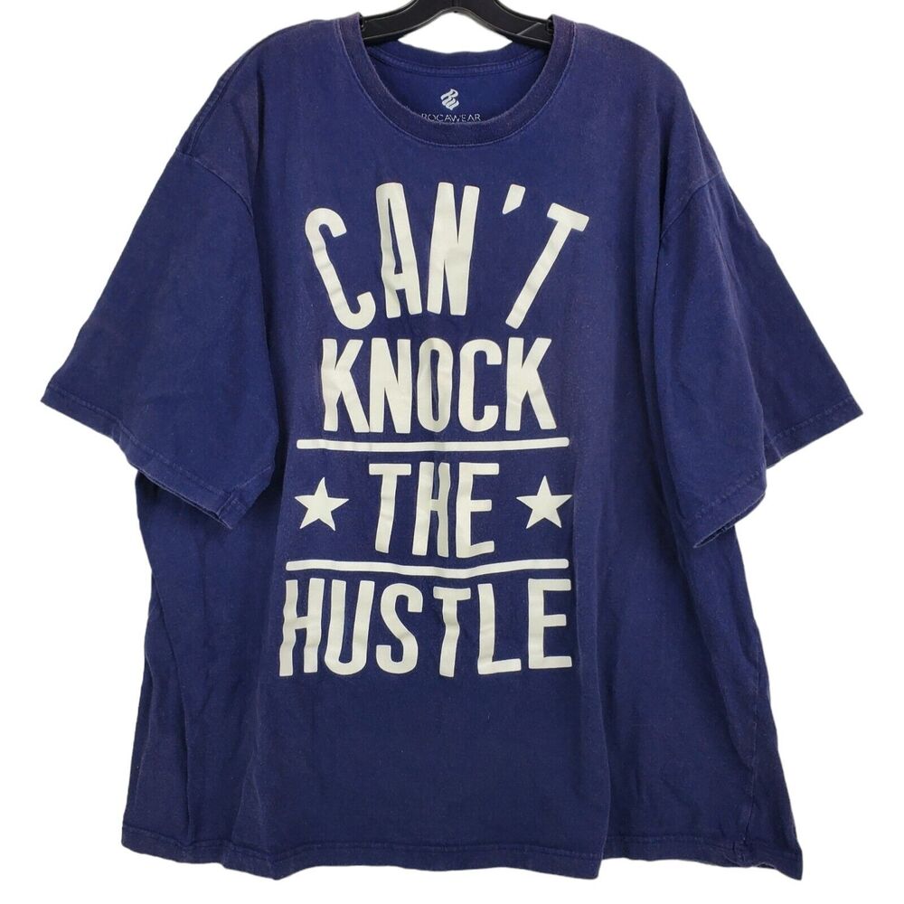 ROCAWEAR Shirt Adult 4XB BIG Blue CAN'T KNOCK THE HUSTLE Spell Out Streetwear